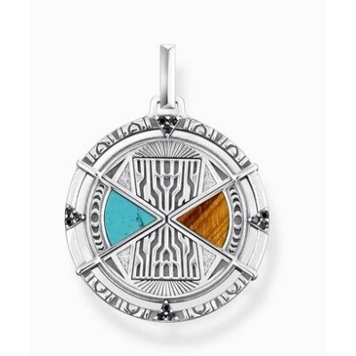 Colgante talismán con ojo de tigre y turquesa plata  PE951-364-7