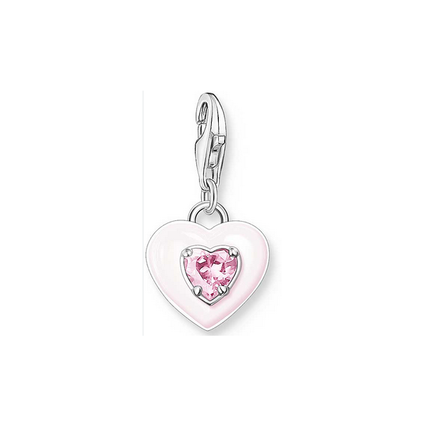 Thomas Sabo Colgante Charm corazón con piedras rosas plata Ref.1915-041-9