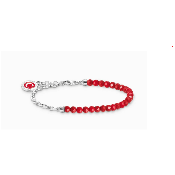 Pulsera Miembro Charm Thomas Sabo Con Cuentas Rojas Y Eslabones Plata Ref: A2130-007-10-L17V