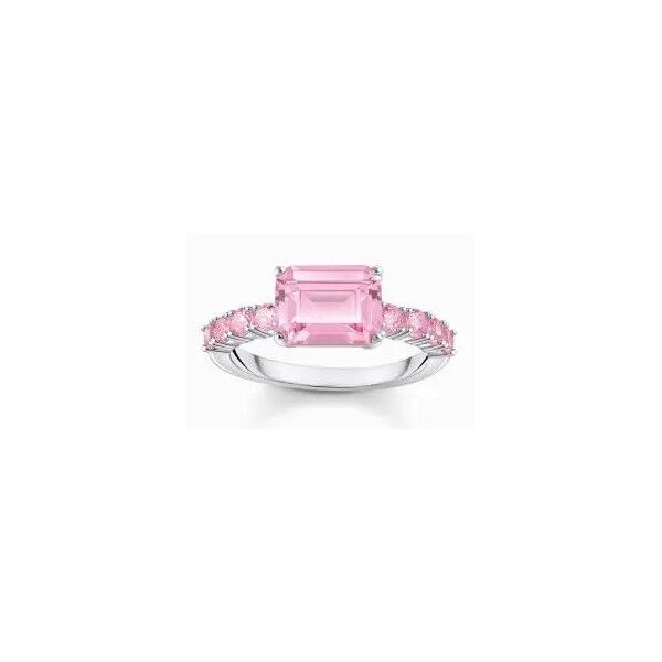 Thomas Sabo  Anillo solitario de plata con piedras de color rosa para señora Ref.TR2451-051-9-52