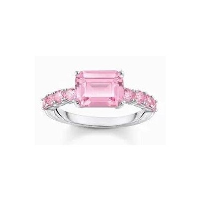 Thomas Sabo  Anillo solitario de plata con piedras de color rosa para señora Ref.TR2451-051-9-54