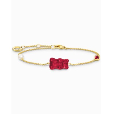 Pulsera Thomas Sabo Con baño De Oro, Osito de Oro HARIBO Rojo, Perla y Piedra Ref: A2151-430-10-L19V
