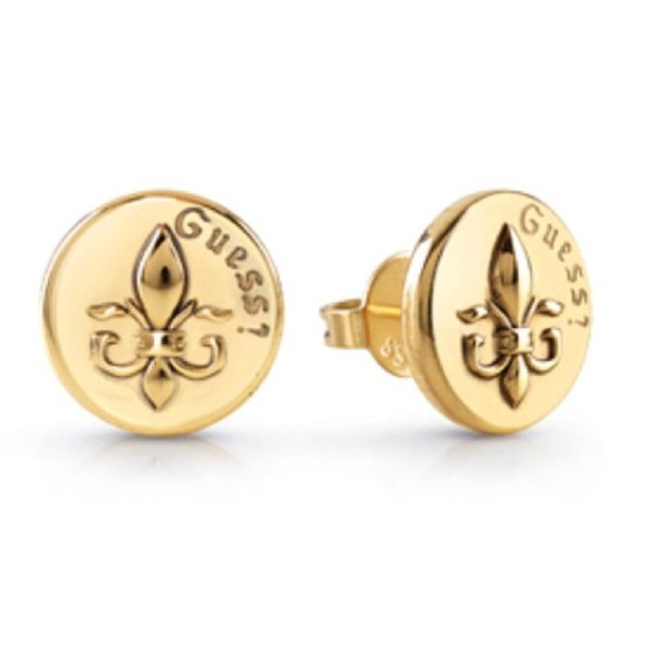 Guess pendientes caballero acero dorado 12mm plain giglio stud ayg