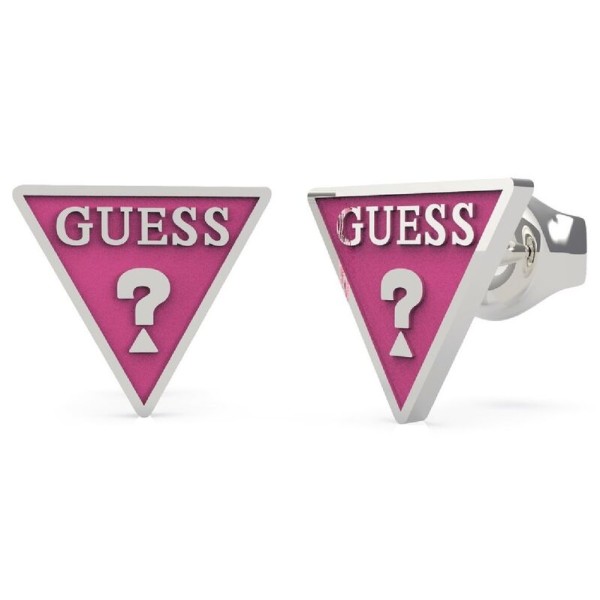 Guess pendientes mujer acero y esmalte fucsia fuchsia triangle logo studs rh Ref: UBE70120