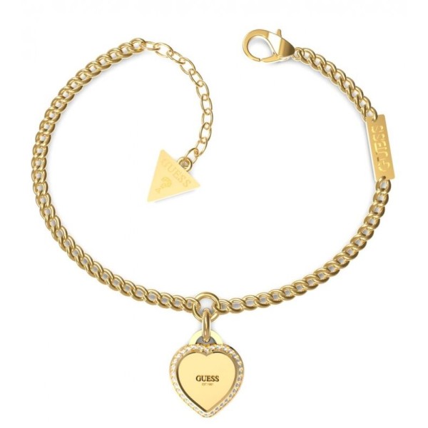 Pulsera Guess Mujer Fine Heart Acero Dorado Ref: JUBB01422JWYGS