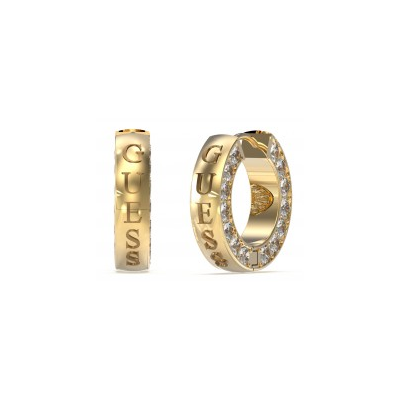 Pendientes Guess Circle Lights Mujer Aro Acero Inoxidable Baño Oro y Circonitas brillantes JUBE03160JWYGT-U
