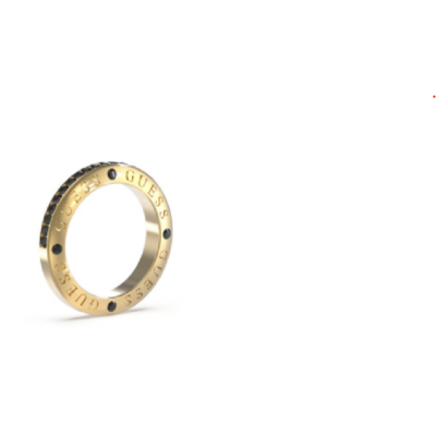 Anillo Guess Caballero Legacy Dorado Onyx Ref: JUMR03219JWYGBK66