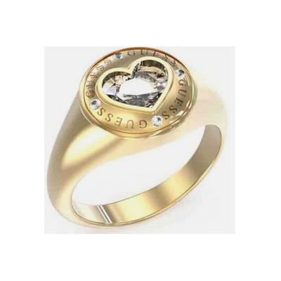 Guess Mujer Anillo Rolling Hearts, dorado, Talla 52