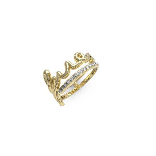 Anillo Guess Mujer Say My Name Acero Dorado Con Circonitas Ref: JUBR03315JWYG56