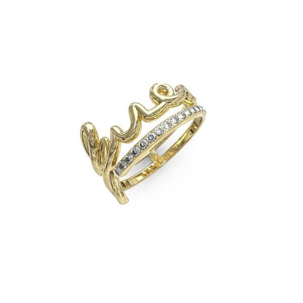 Anillo Guess Mujer Say My Name Acero Dorado Con Circonitas Ref: JUBR03315JWYG52