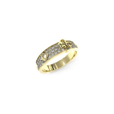 Anillo Guess de mujer 4G Forever acero dorado y circonitas Ref.JUBR03285JWYG52