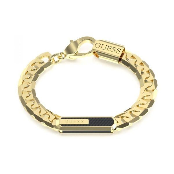 Pulsera Guess Caballero Racer Tag Acero Dorado Ref: JUMB04046JWYGBKS