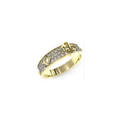 Anillo Guess de mujer 4G Forever acero dorado y circonitas Ref.JUBR03285JWYG56