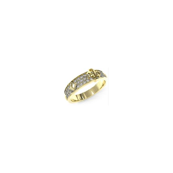 Anillo Guess de mujer 4G Forever acero dorado y circonitas Ref.JUBR03285JWYG56