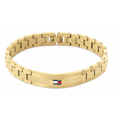 Tommy Hilfiger pulsera caballero acero dorado eslabones con logo Ref: 2790421