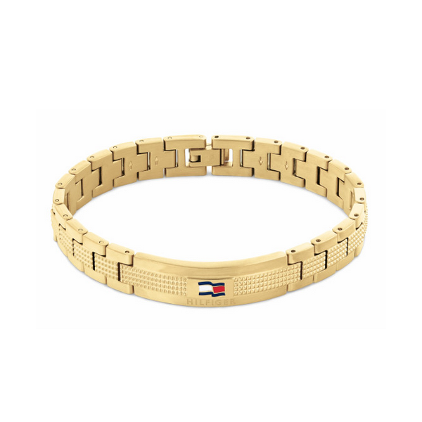 Tommy Hilfiger pulsera caballero acero dorado eslabones con logo Ref: 2790421