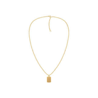 Collar Tommy Hilfiger de acero e ip dorado con medalla rectangular Ref.2780822