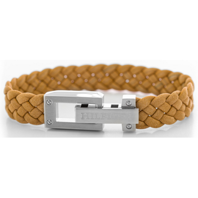 Pulsera Tommy Hilfiger Hombre Cuero Marrón Trenzado y Acero Inoxidable Ref. 2790516.