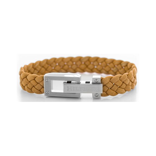 Pulsera Tommy Hilfiger Hombre Cuero Marrón Trenzado y Acero Inoxidable Ref. 2790516.