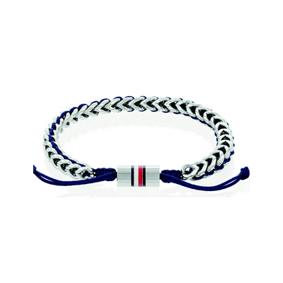Pulsera Tommy Hilfiger Brained Hombre Acero Inoxidable y Cordón Azul Ref.2790511