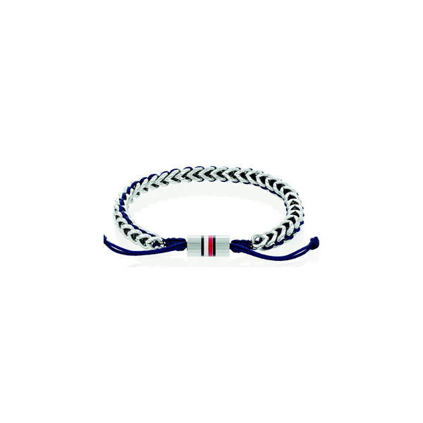 Pulsera Tommy Hilfiger Brained Hombre Acero Inoxidable y Cordón Azul Ref.2790511