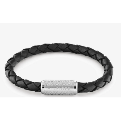 Pulsera Tommy Hilfiger Caballero Piel Negro Y Acero Ref: 2790479