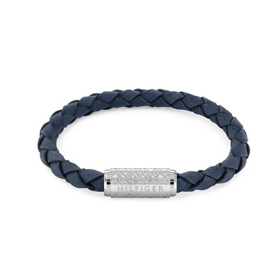 Pulsera Tommy Hilfiger Caballero Piel Trenzada Azul Y Acero Ref: 2790480