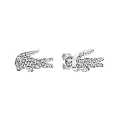 Pendientes Lacoste Cocodrilo Plata Con Circonitas Ref: 2040142
