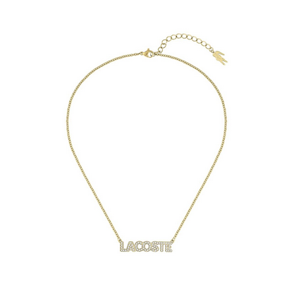 Collar Lacoste Script Mujer Acero Dorado Con Circonitas Ref: 2040061