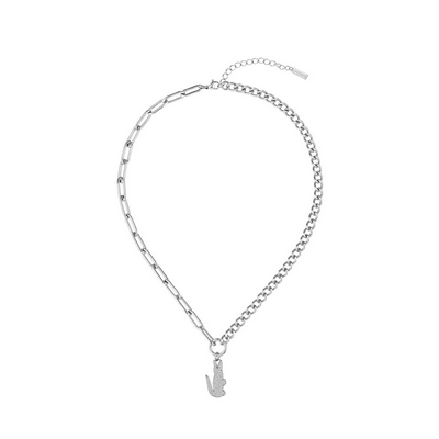 Collar Lacoste Cocodrile Mujer Acero Con Circonitas Ref: 2040148