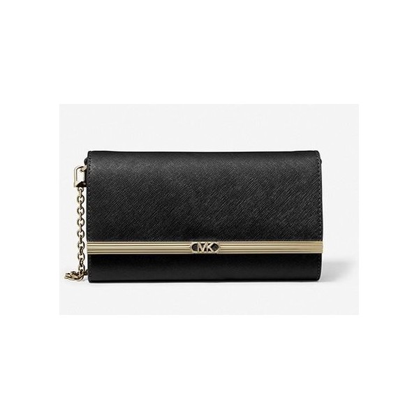 Michael Kors Bolso Mujer Mona Large Saffiano Leather Clutch Black Ref: 30H3G8OC3L 001 BLACK