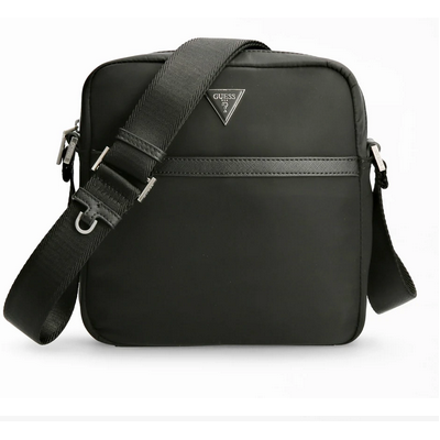 Guess bolso caballero certosa smart top zip crossbody flat black Ref: HMECRNP2158-BLA