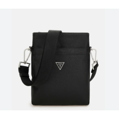 Guess bolso caballero certosa saffiano smart crossbody flat with zipper black Ref: HMECSAP3199-BLA