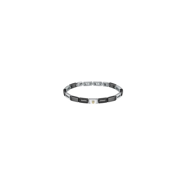 Pulsera Maserati Hombre Acero Inoxidable y Cerámica Plateado y Negro Ref.JM223ATZ22