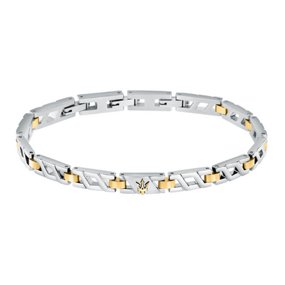 Pulsera Maserati Gioelli Iconic Caballero Bicolor Acero Inoxidable Plateado y Dorado Ref: JM124AVD38