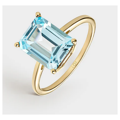 Anillo Litta Fiore Topacio Octogonal 10mm-8mm En Oro De 18 Quilates Ref: LRN-215-805-14