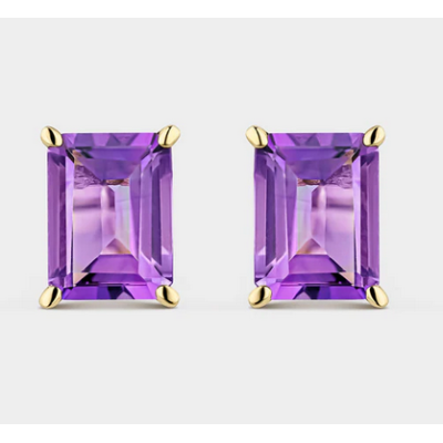 Pendientes Litta Fiore Cuadrados Amatista Octogonal 8mm-6mm Oro 18 Kilates Ref: LEA-204-808-UU