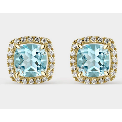 Pendientes Litta Fiore Topacio Cushion 7mm Con Circonitas En Oro De 18 Quilates Ref: LEA-215-801-UU