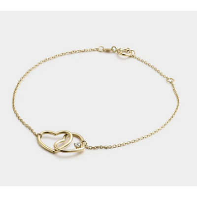 Pulsera Litta Fiore Corazones Entrelazados Con Circonita En Oro De 18 Quilates Ref: LBR-201-822-UU