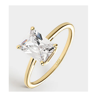 Anillo Litta Fiore Topacio Blanco Octogonal 8mm-6mm En Oro De 18 Quilates Ref: LRN-222-803-12