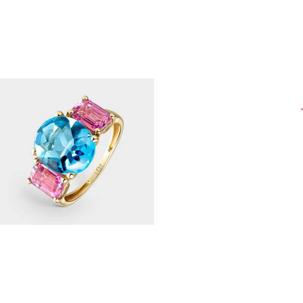 Anillo Litta Fiore Cocktail Cabujón Topacio Swiss Oval Y Rosa Baguette En Oro De 18 Quilates Ref: LRN-277-038-14