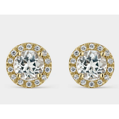 Pendientes Litta Fiore Topacio Blanco 5mm Con Circonitas En Oro De 18 Quilates Ref: LEA-222-806-UU