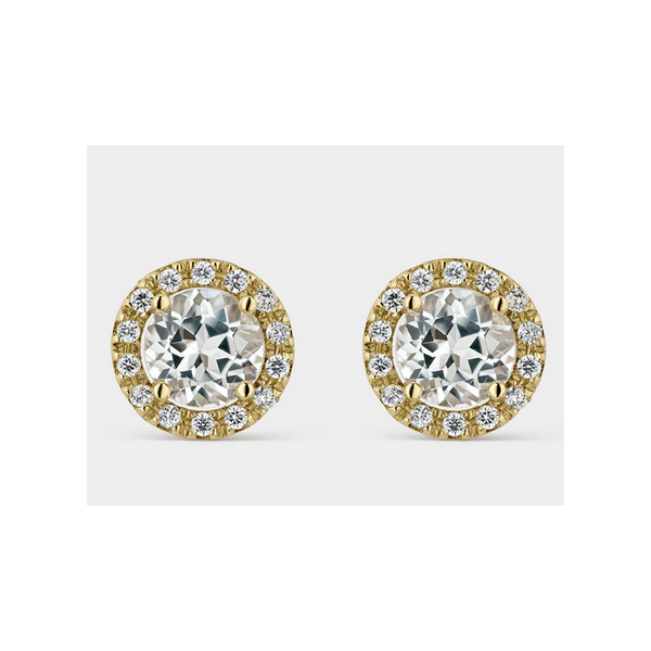 Pendientes Litta Fiore Topacio Blanco 5mm Con Circonitas En Oro De 18 Quilates Ref: LEA-222-806-UU