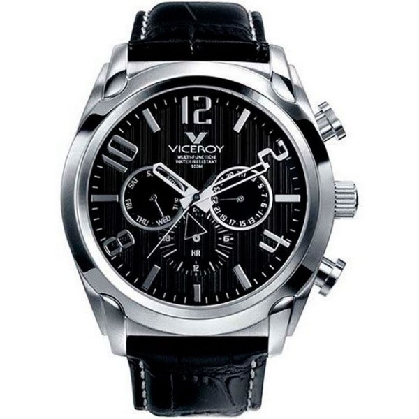 Reloj Viceroy Magnum Caballero Acero Y Piel Negro Multifunción Ref: 40347-55