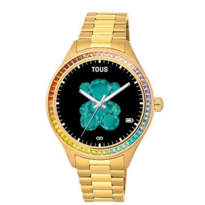 Reloj Tous Smartwatch Acero IP Dorado Y Circonitas Rainbow T-Shine Connect Ref: 200351041