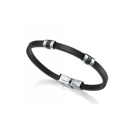 Pulsera Viceroy Fashion Caballero Heat Piel Negra Y Acero Ref: 6459P01010