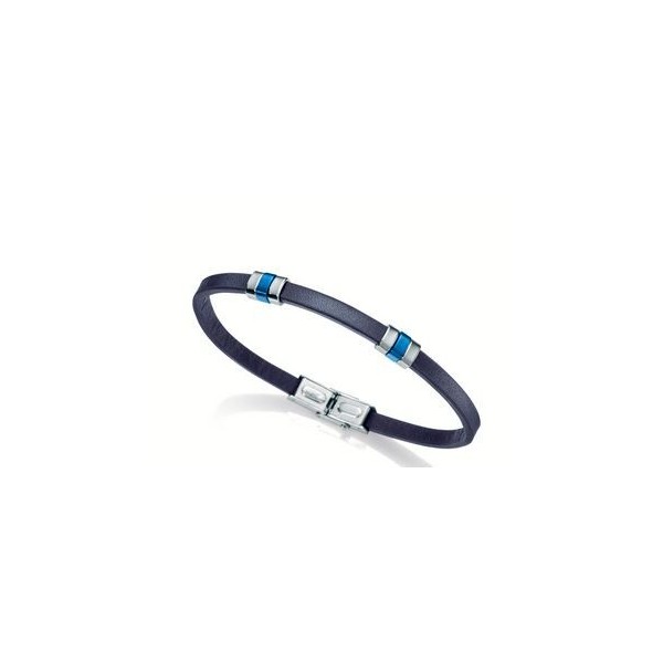 Pulsera Viceroy Fashion Caballero Heat Piel Azul Y Acero Ref: 6459P01013