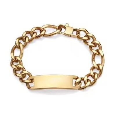 Pulsera Viceroy Fashion Magnum Caballero De Acero En IP Dorado Con Eslabones Y Placa Ref: 75300P01012