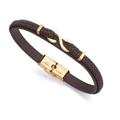 Pulsera Magnum de acero y piel marrón Ref: 14012P01011