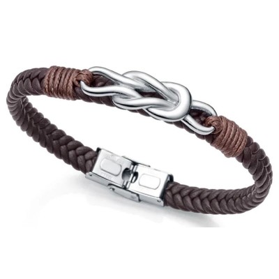 Pulsera Viceroy Fashion Magnum Caballero Acero Y Cuero Marrón Ref: 1466P01011